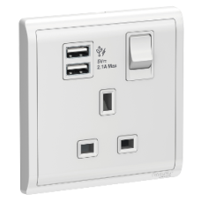 13A 1G Sw Socket with 2.1A USB ,WE